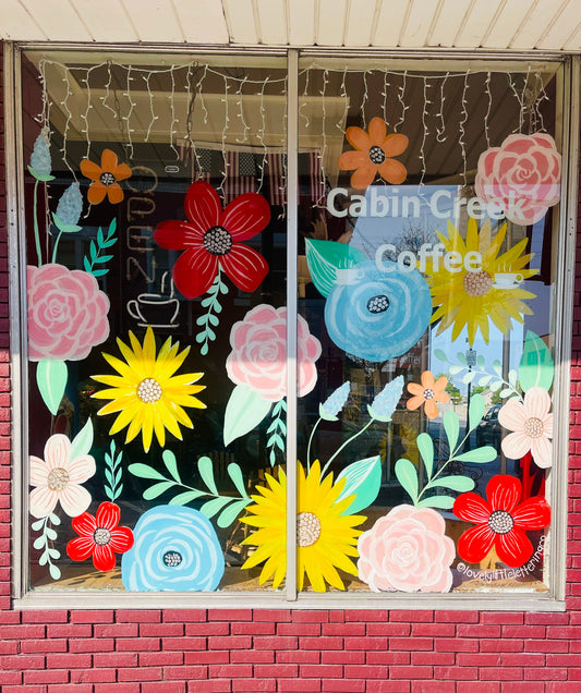 Cabin Creek Coffee Shop Window Paintings