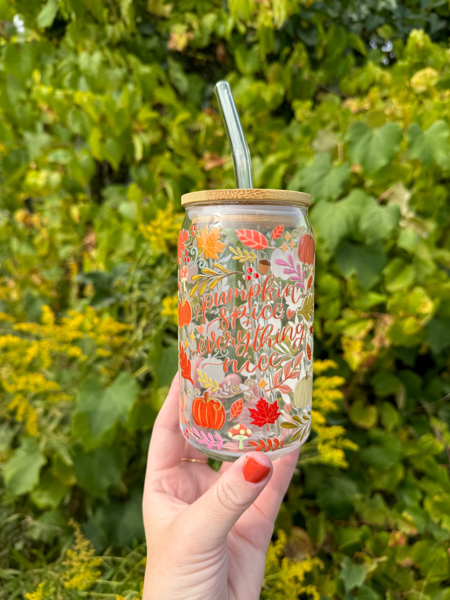 Pumpkin Spice Glass Cup