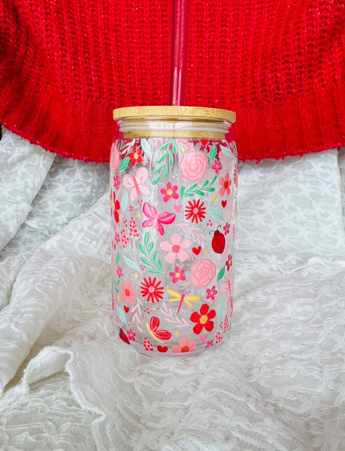 Butterfly Garden Glass Cup