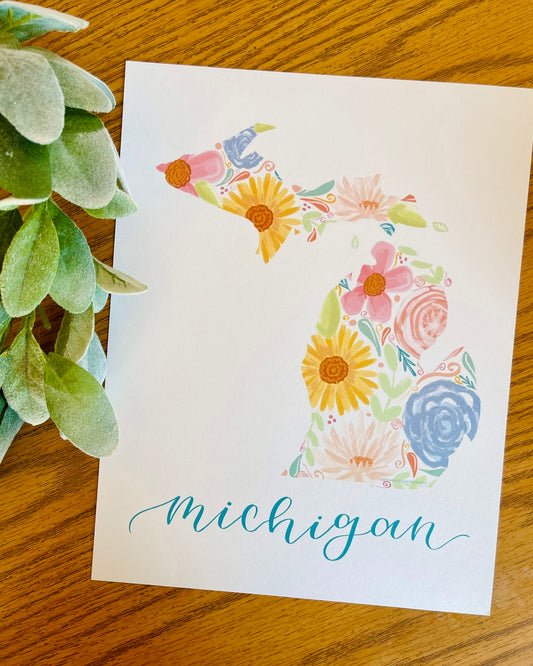 Michigan Floral Art Print
