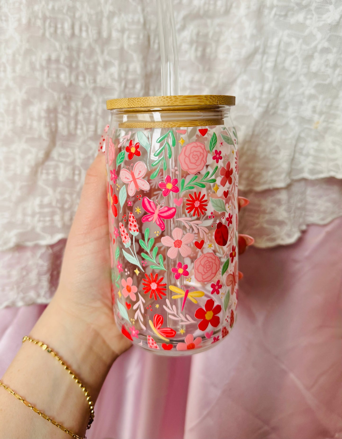 Butterfly Garden Glass Cup