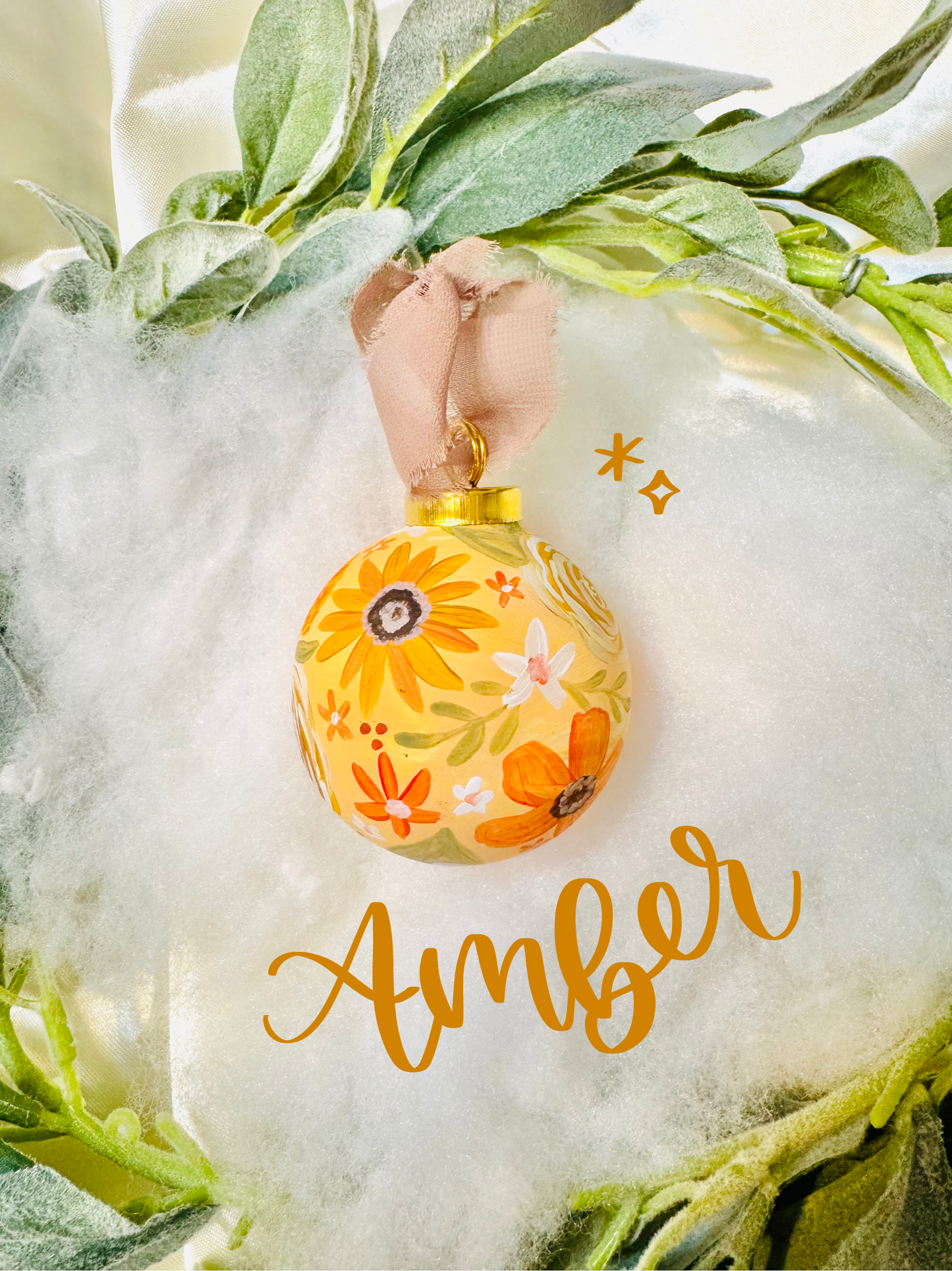 Hand Painted Ornament-Amber Theme